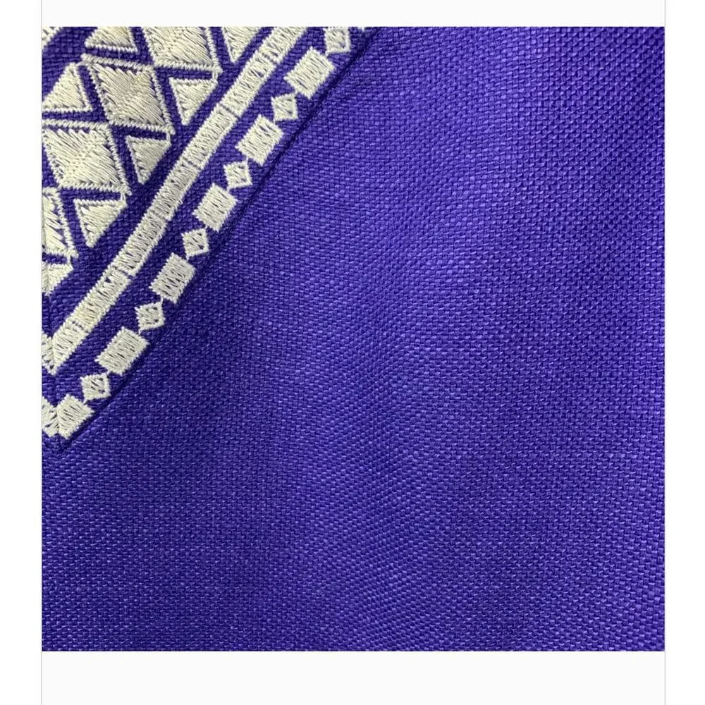 Kate Spade Laureen Linen Dress 10 Embroidered Purple Coastal Resort Travel Prep
